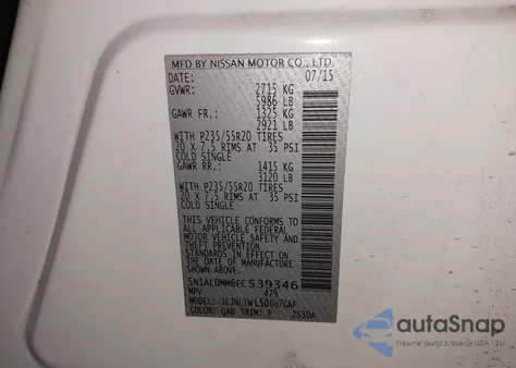 2015 Infiniti Qx60 z USA, uszkodzony, nr VIN 5N1AL0MM6FC539346